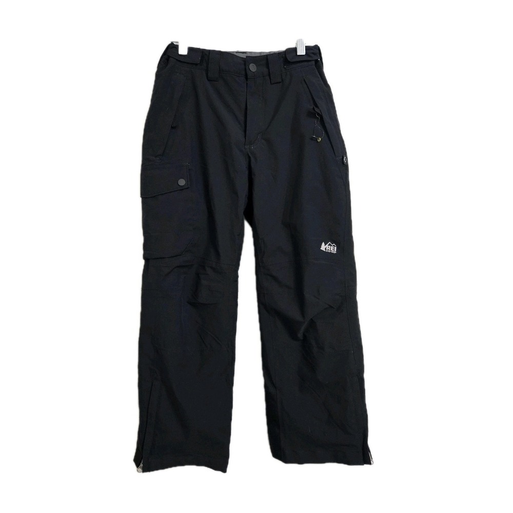 REI CO-OP Kids Ski Fleece Lined Black Pants Size Medium (10-12) Pockets Snow EUC